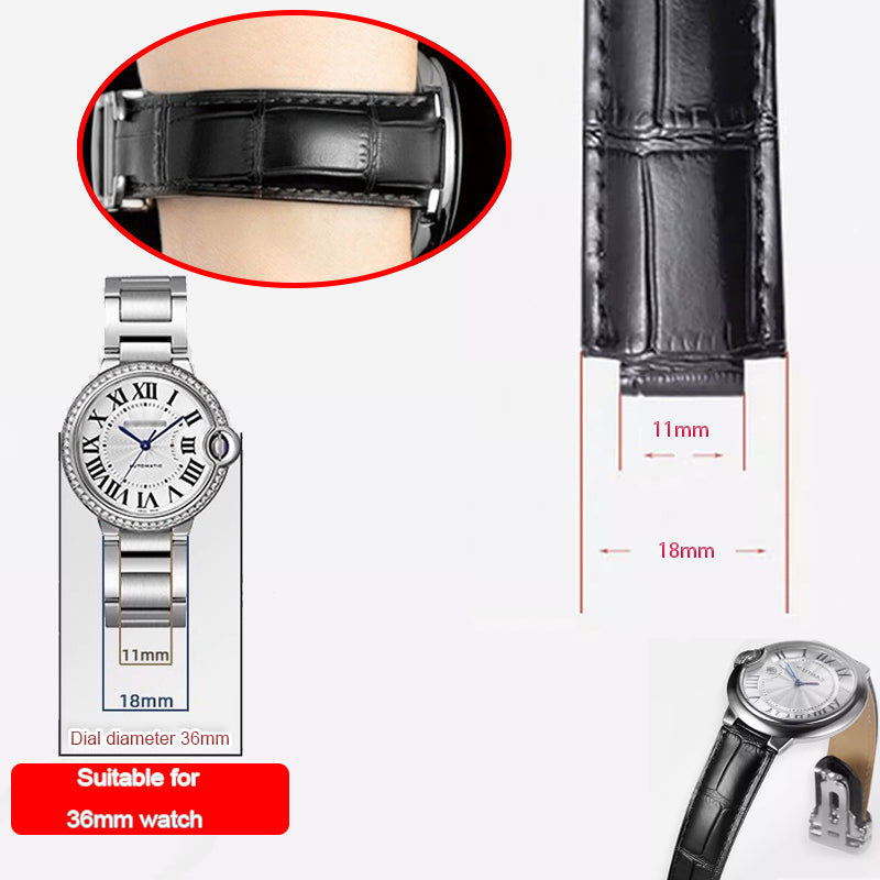18mm Full-Grain Calfskin Cowhide Material Watch Strap for Cartier Blue Balloon 36mm Watch