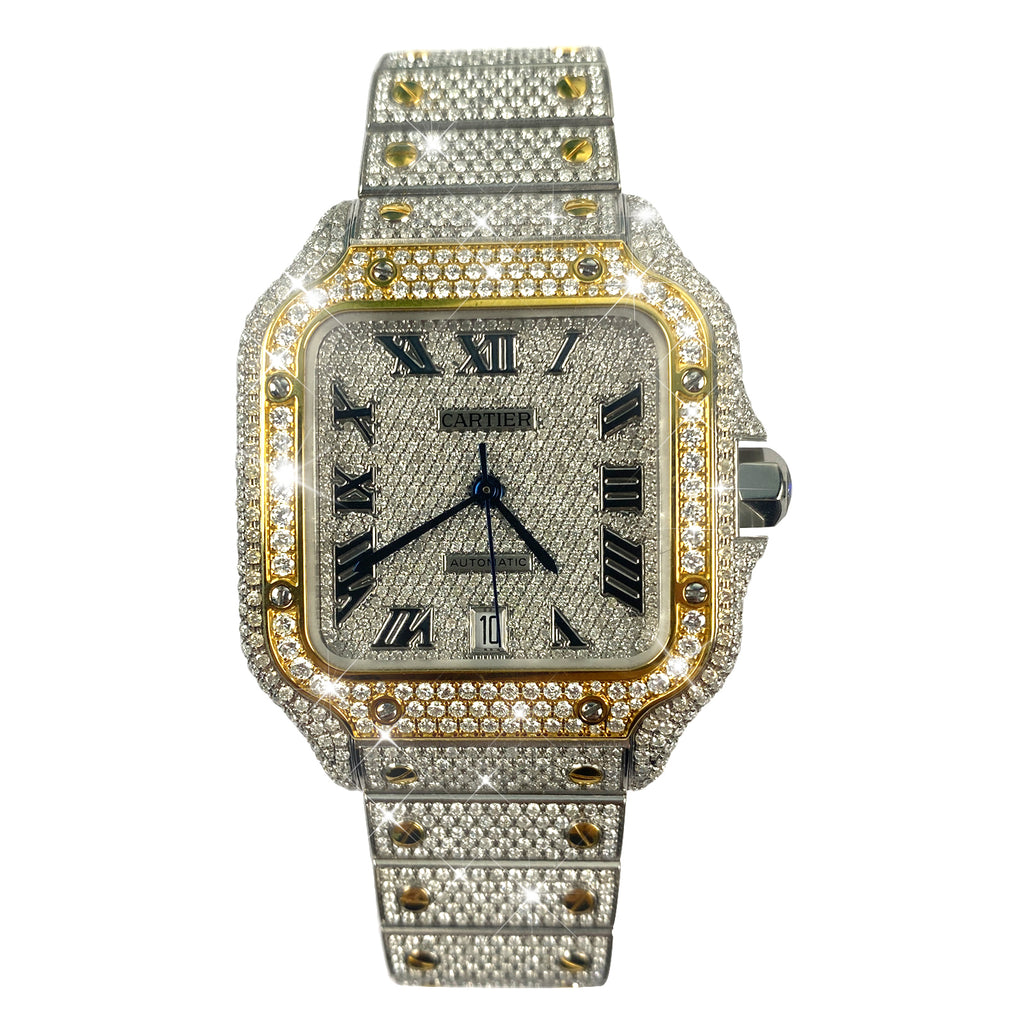 Modified watch Inlaid with earth grown diamonds watch case and band for Cartier WSSA0018/WSSA0030 39.8mm STAINLESS STEEL 4072