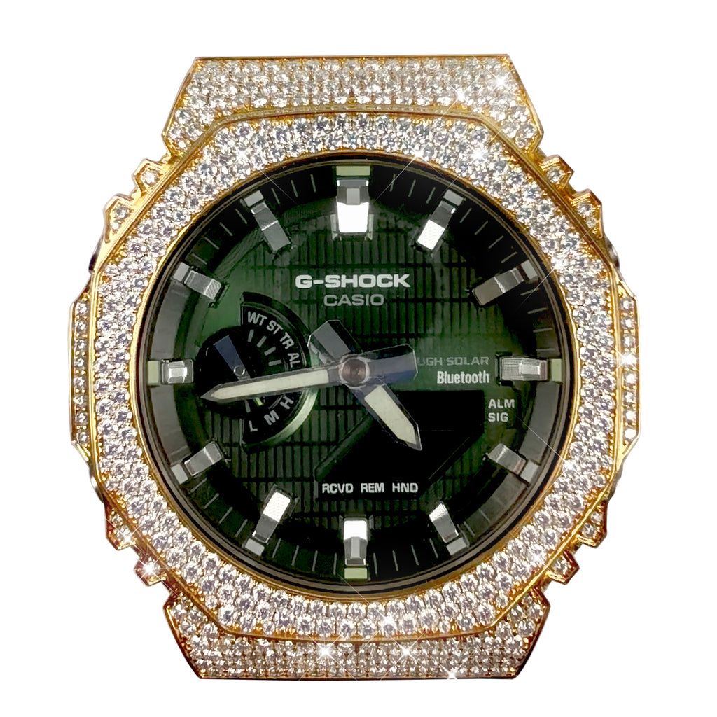 Modified watch Inlaid with earth grown diamonds watch case and band for  Casio wristwatch GBM 2100 Series