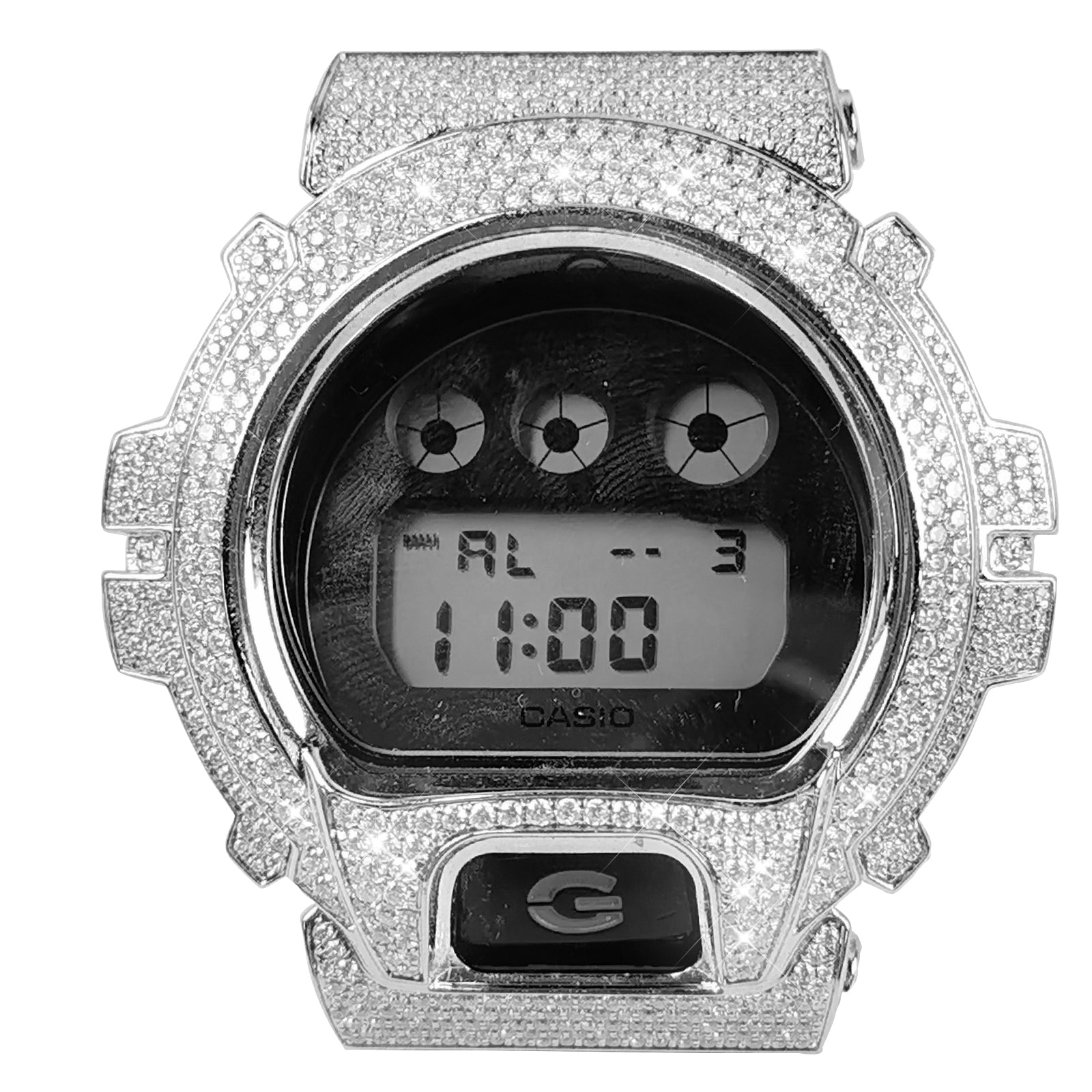 Modified watch Inlaid with earth grown diamonds watch case and band for  Casio wristwatch DW6900 Series