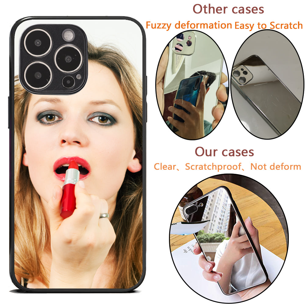 Real Mirror Case Luxury Clear Back Mirror Shock-Absorption TPU Bumper Case Anti-Scratch Bright Reflection Protective Case Cover for Apple iPhone
