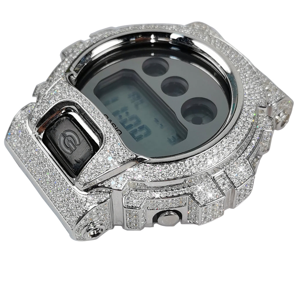 Modified watch Inlaid with earth grown diamonds watch case and band for  Casio wristwatch DW6900 Series