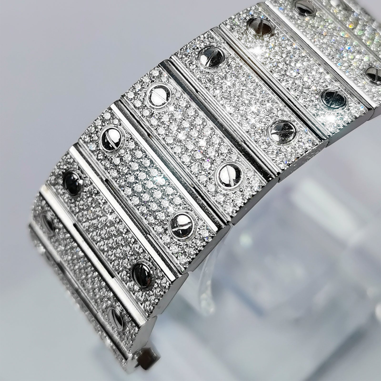 Modified watch Inlaid with earth grown diamonds watch band for Cartier WSSA0018/WSSA0030 39.8mm STAINLESS STEEL 4072