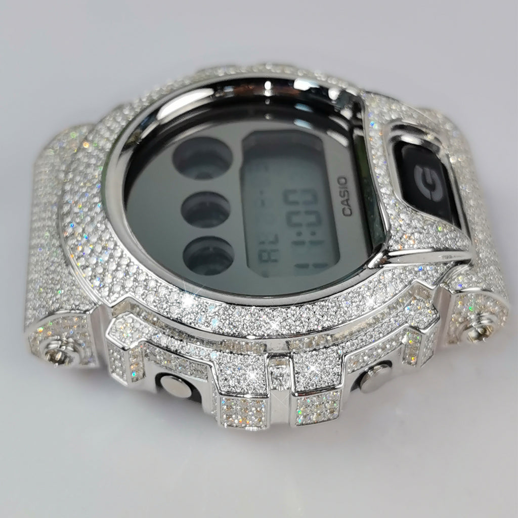 Modified watch Inlaid with earth grown diamonds watch case and band for  Casio wristwatch DW6900 Series