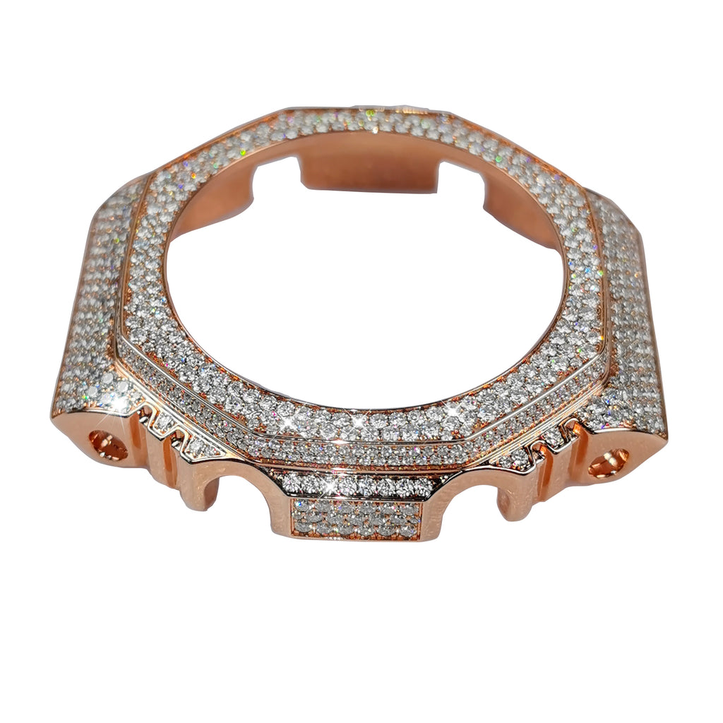 Modified watch Inlaid with earth grown diamonds watch case and band for  Casio wristwatch GBM 2100 Series