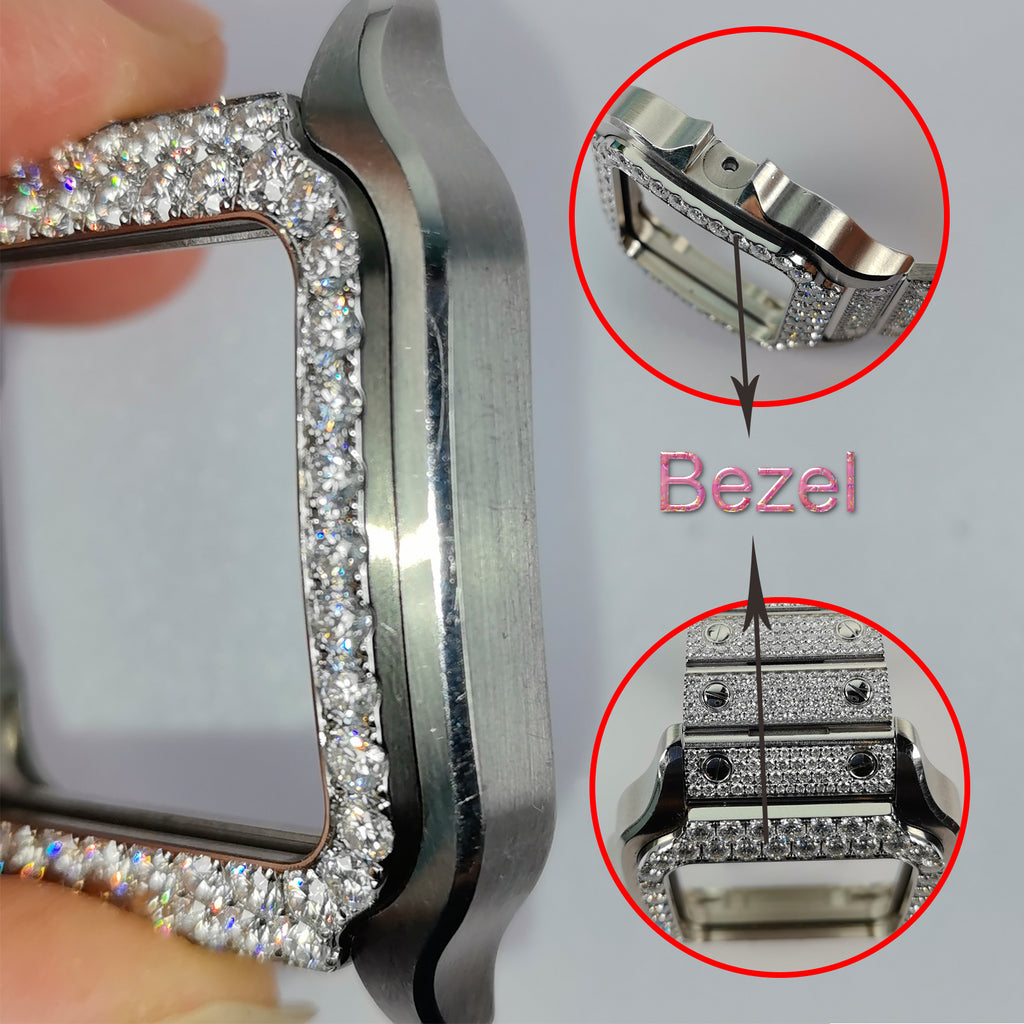 Modified watch Inlaid with earth grown diamonds watch Bezel for Cartier WSSA0018/WSSA0030 39.8mm STAINLESS STEEL 4072