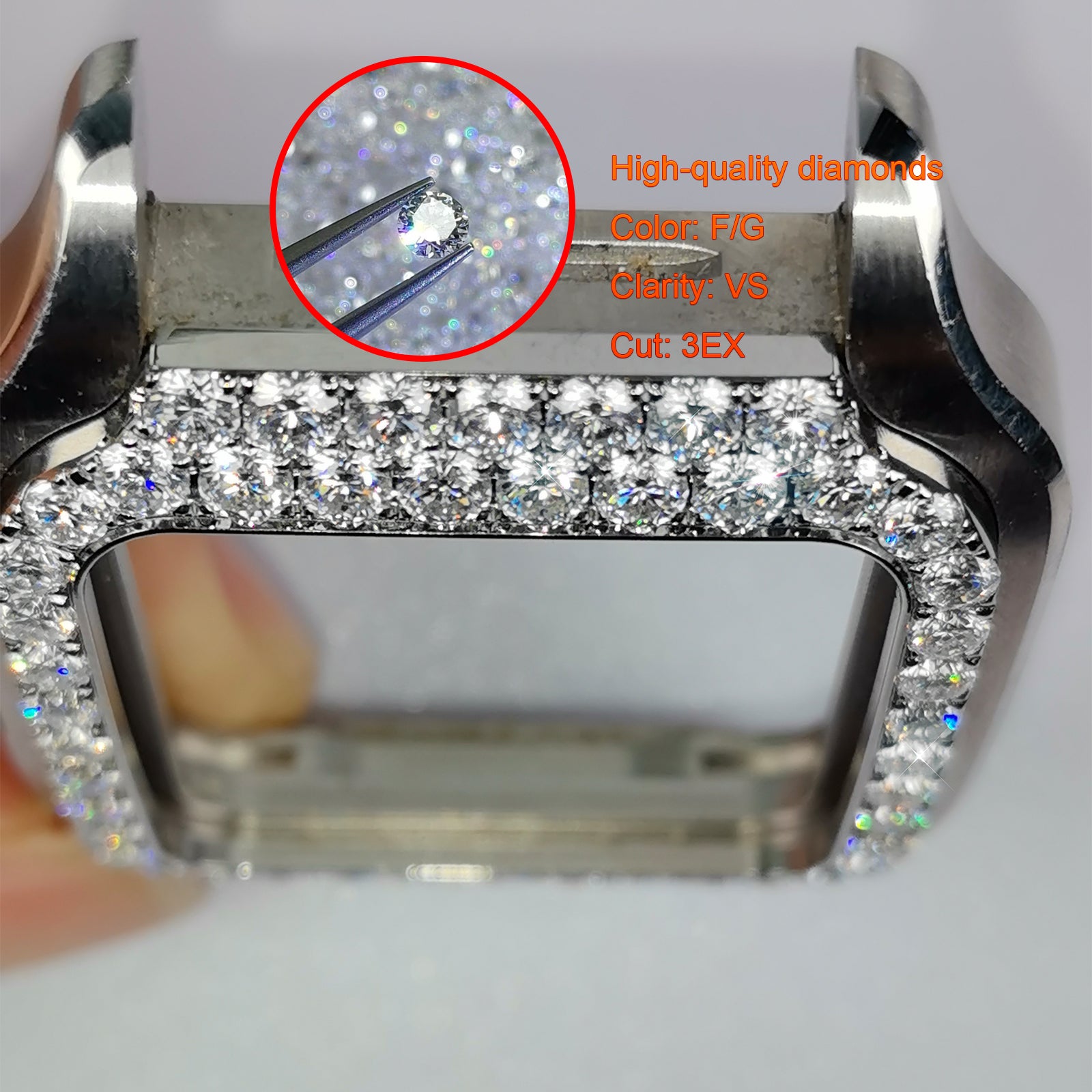 Modified watch Inlaid with earth grown diamonds watch Bezel for Cartier WSSA0018/WSSA0030 39.8mm STAINLESS STEEL 4072