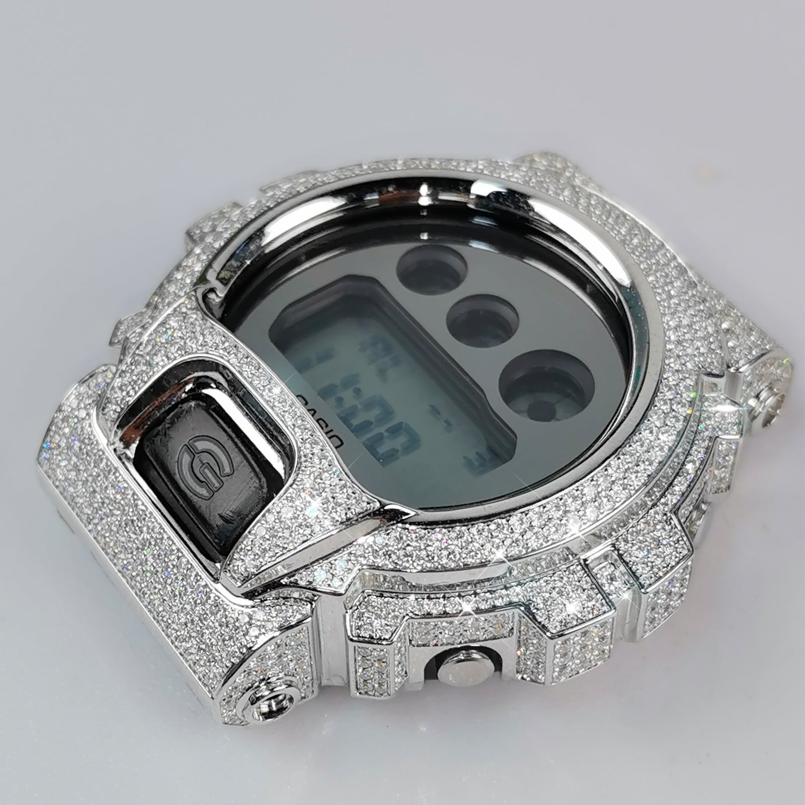 Modified watch Inlaid with earth grown diamonds watch case and band for  Casio wristwatch DW6900 Series