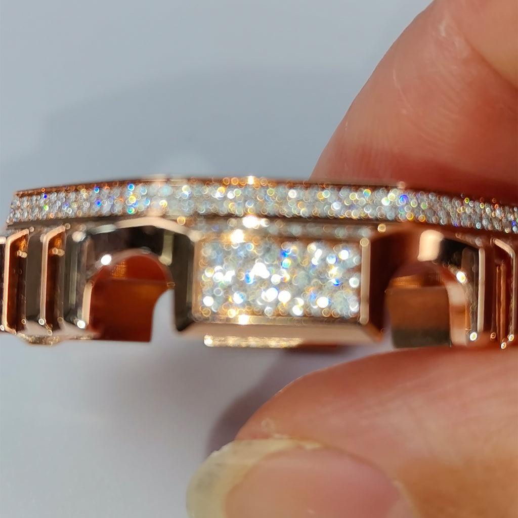 Modified watch Inlaid with earth grown diamonds watch case and band for  Casio wristwatch GBM 2100 Series