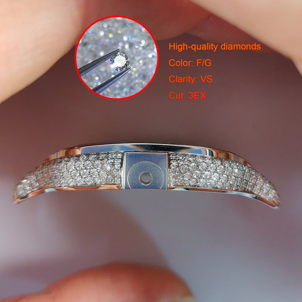 Modified watch Inlaid with earth grown diamonds watch case for Cartier WSSA0018/WSSA0030 39.8mm STAINLESS STEEL 4072