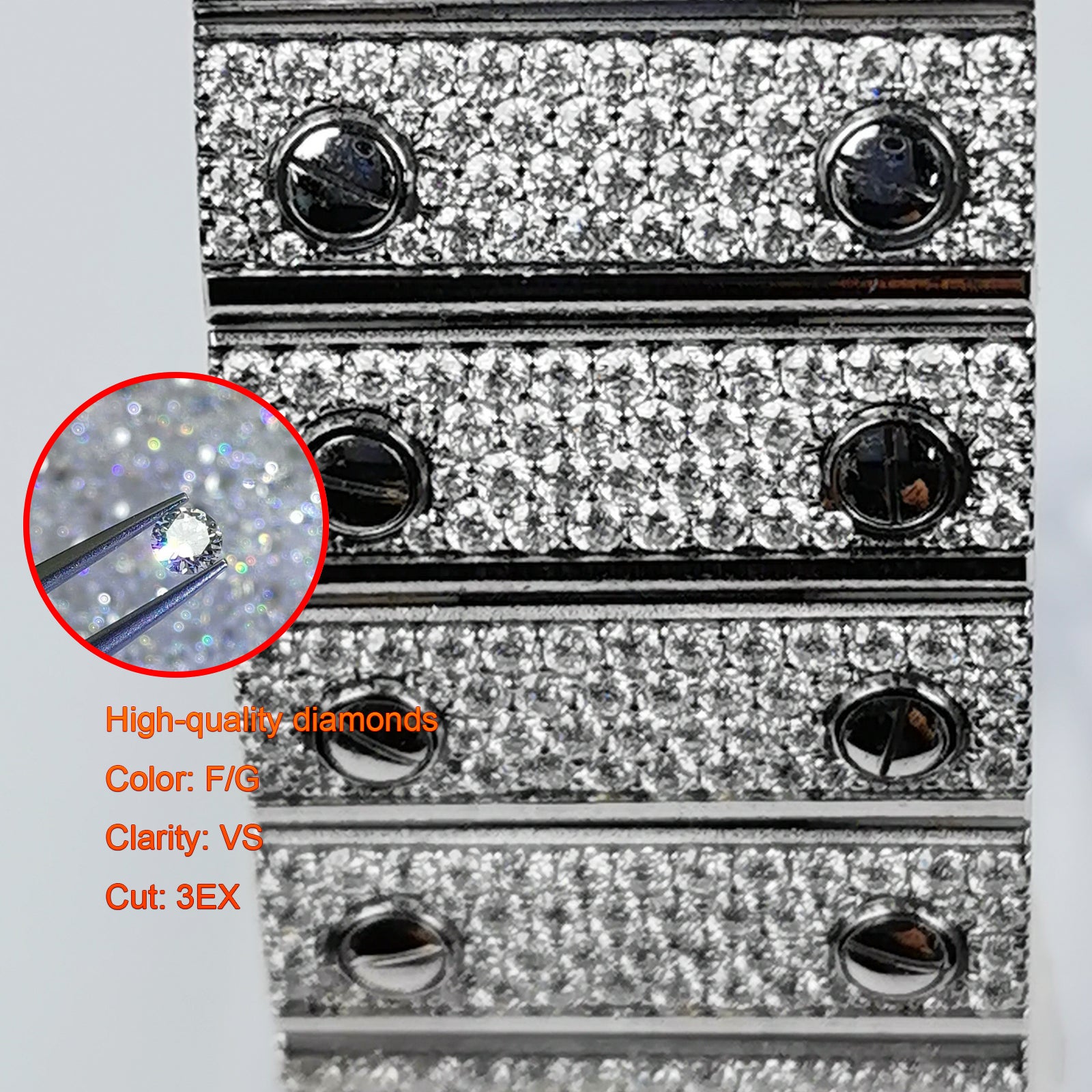 Modified watch Inlaid with earth grown diamonds watch band for Cartier WSSA0018/WSSA0030 39.8mm STAINLESS STEEL 4072