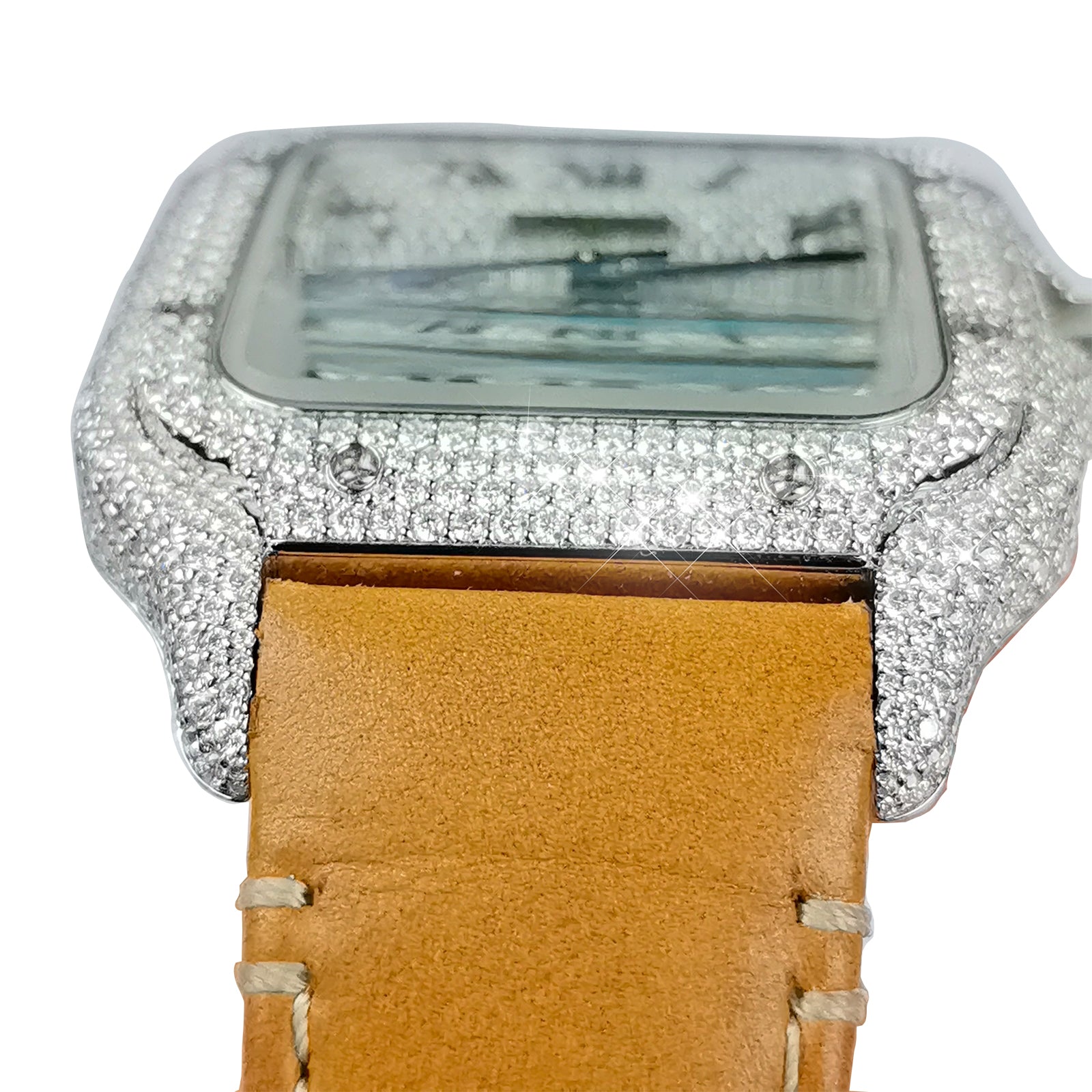 Modified watch Inlaid with earth grown diamonds watch case and band for Cartier WSSA0018/WSSA0030 39.8mm STAINLESS STEEL 4072