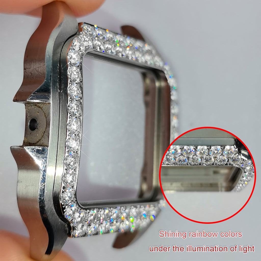 Modified watch Inlaid with earth grown diamonds watch Bezel for Cartier WSSA0018/WSSA0030 39.8mm STAINLESS STEEL 4072