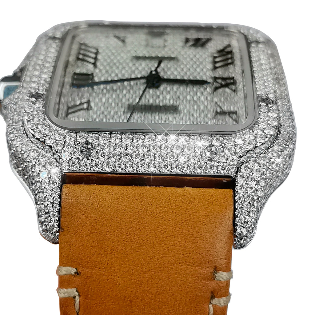 Modified watch Inlaid with earth grown diamonds watch case and band for Cartier WSSA0018/WSSA0030 39.8mm STAINLESS STEEL 4072