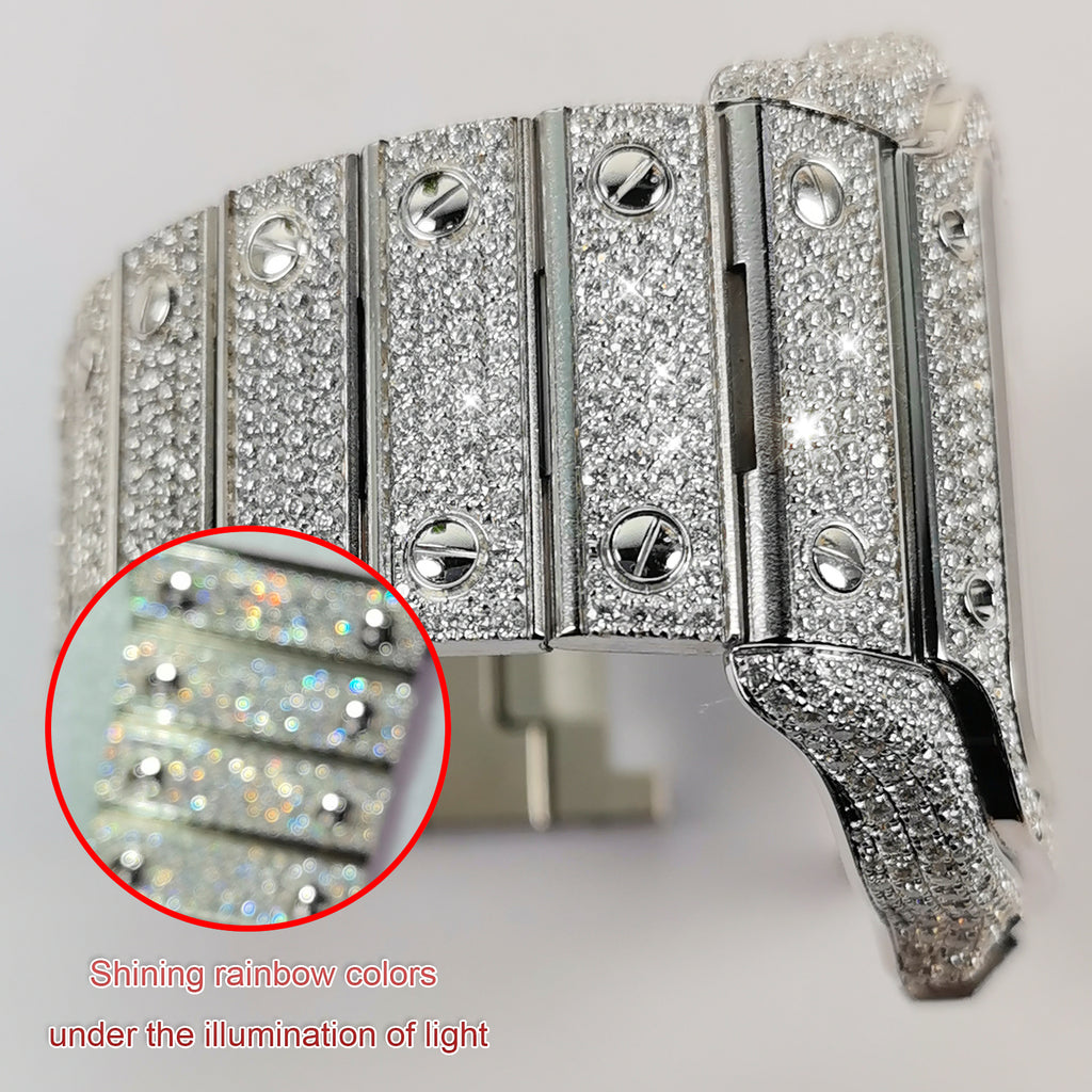 Modified watch Inlaid with earth grown diamonds watch case for Cartier WSSA0018/WSSA0030 39.8mm STAINLESS STEEL 4072