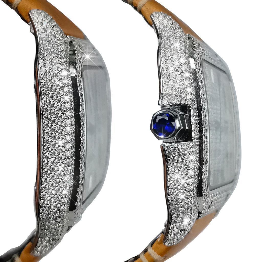 Modified watch Inlaid with earth grown diamonds watch case and band for Cartier WSSA0018/WSSA0030 39.8mm STAINLESS STEEL 4072