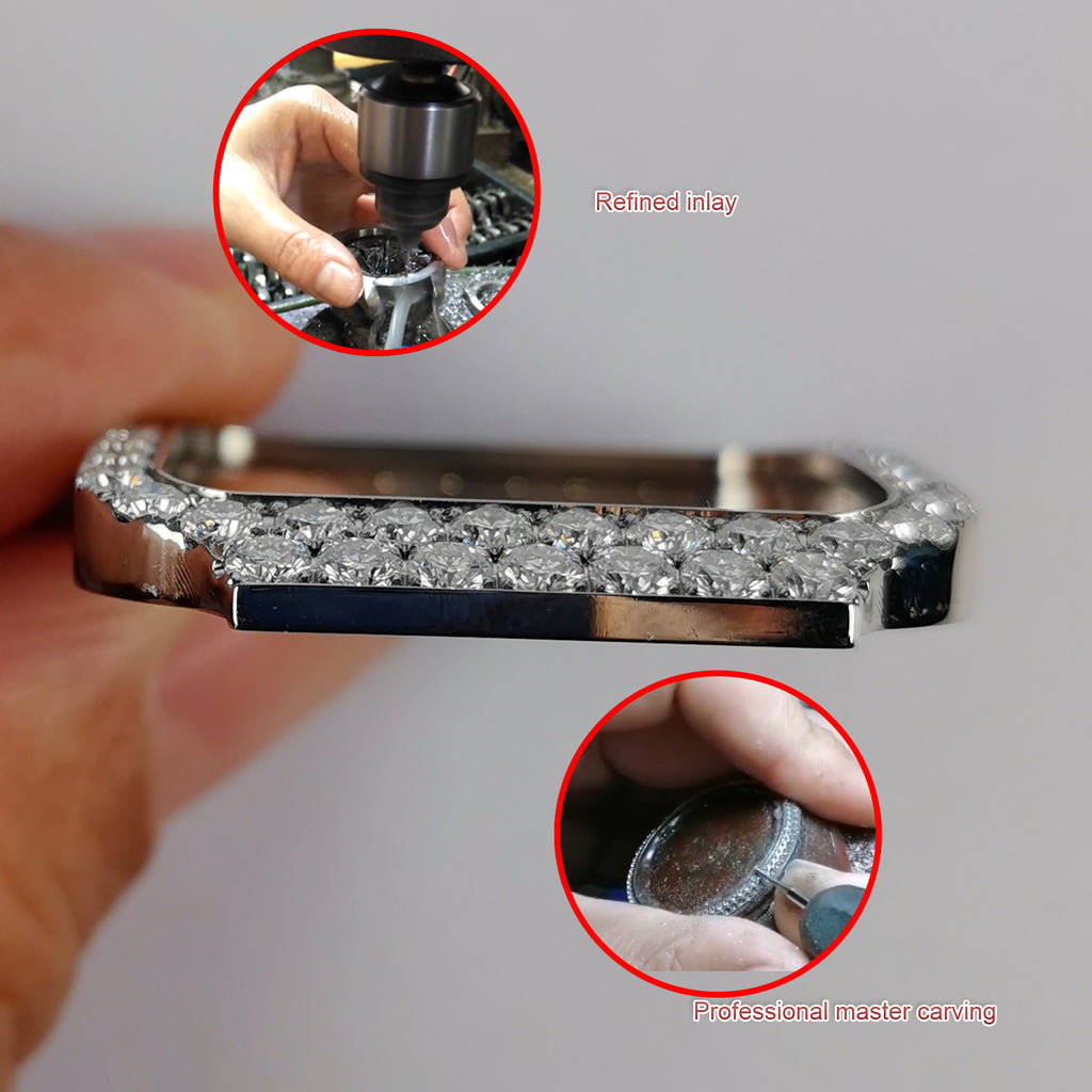 Modified watch Inlaid with earth grown diamonds watch Bezel for Cartier WSSA0018/WSSA0030 39.8mm STAINLESS STEEL 4072