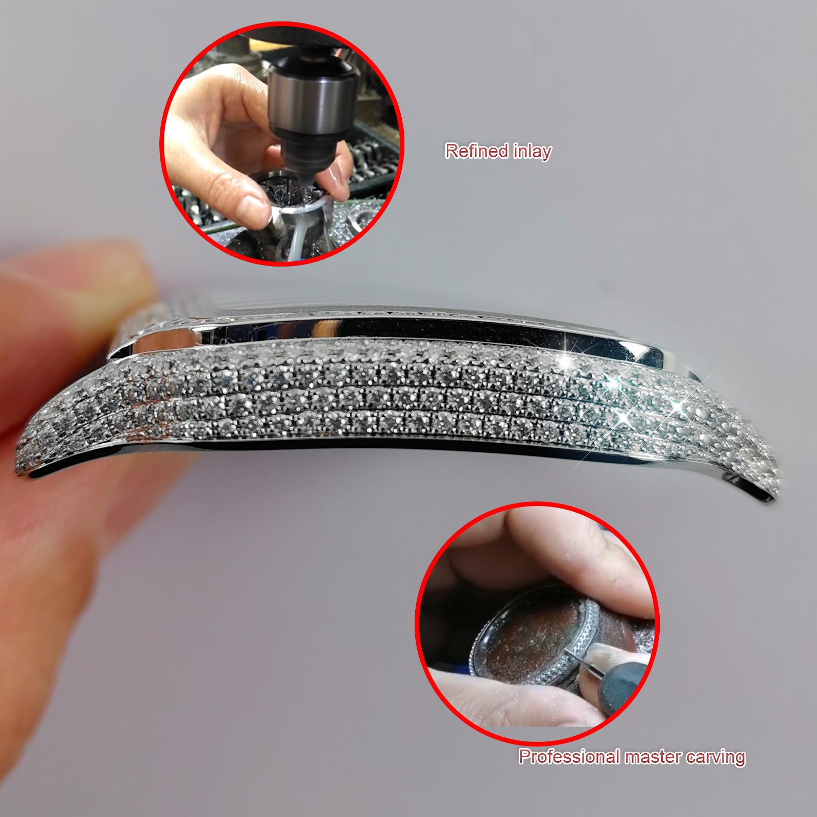 Modified watch Inlaid with earth grown diamonds watch case for Cartier WSSA0018/WSSA0030 39.8mm STAINLESS STEEL 4072