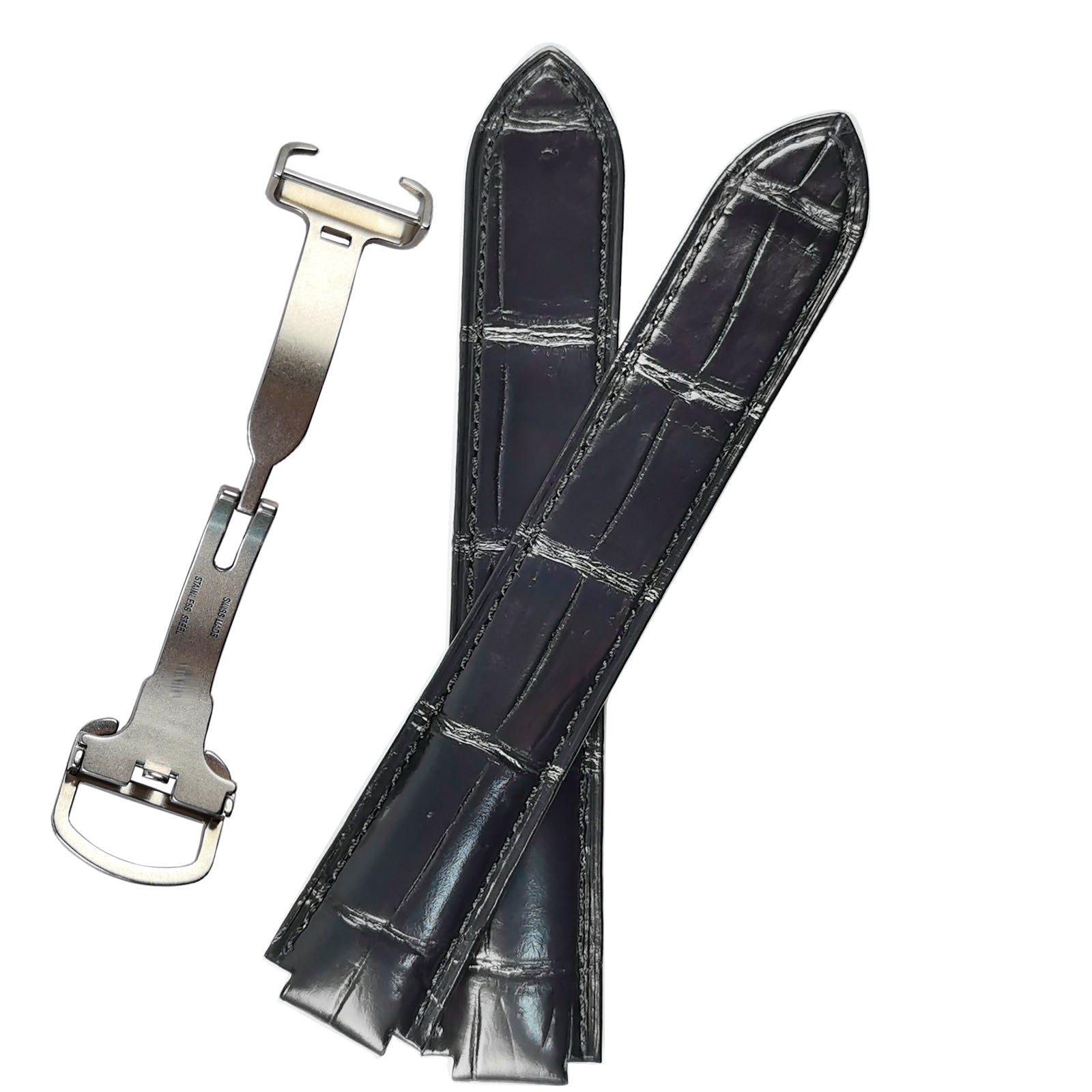 Aligator Skin Watchband 18mm Watch Crocodile strap for Cartier Blue Balloon 36mm Watch