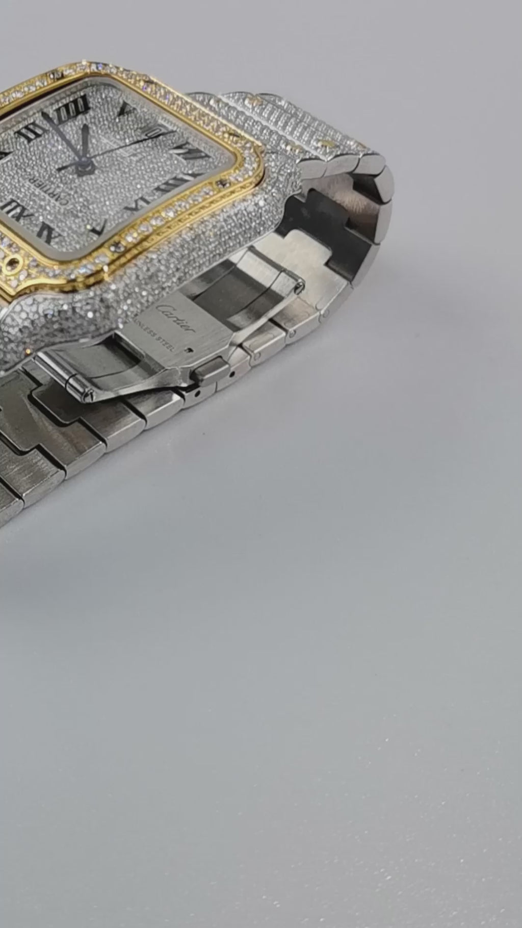 Modified watch Inlaid with earth grown diamonds watch case and band for Cartier WSSA0018/WSSA0030 39.8mm STAINLESS STEEL 4072