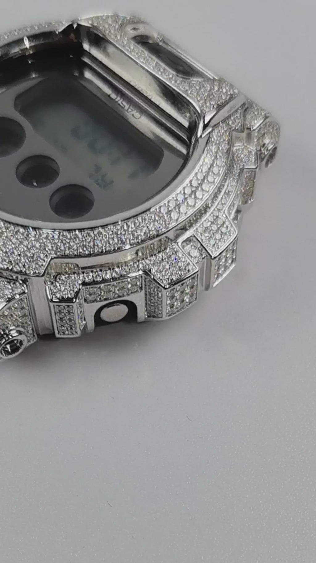 Modified watch Inlaid with earth grown diamonds watch case and band for  Casio wristwatch DW6900 Series