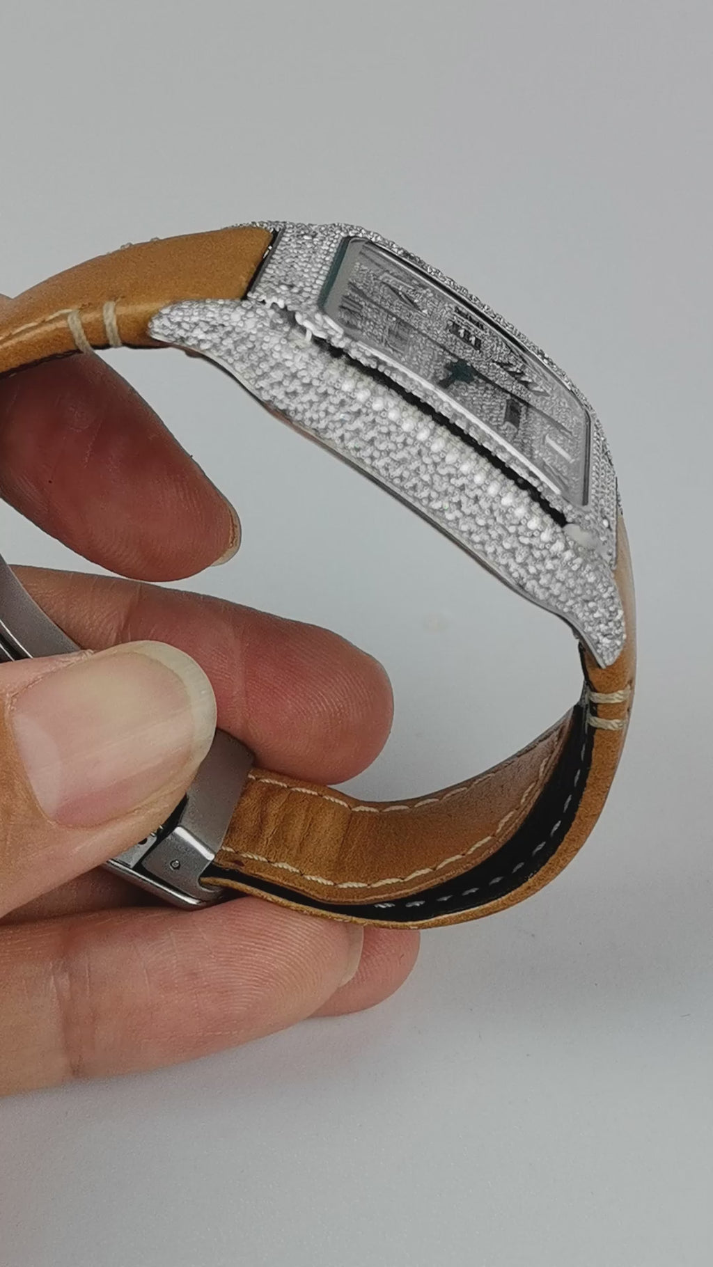 Modified watch Inlaid with earth grown diamonds watch case and band for Cartier WSSA0018/WSSA0030 39.8mm STAINLESS STEEL 4072