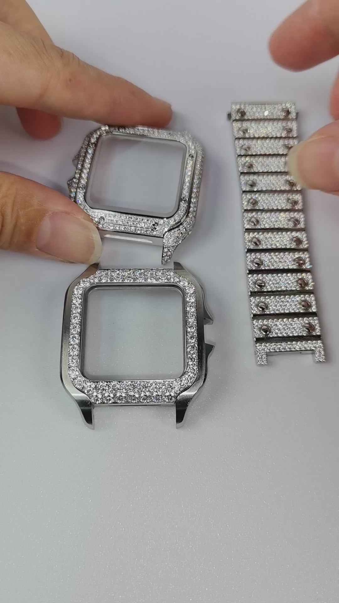 Modified watch Inlaid with earth grown diamonds watch band for Cartier WSSA0018/WSSA0030 39.8mm STAINLESS STEEL 4072