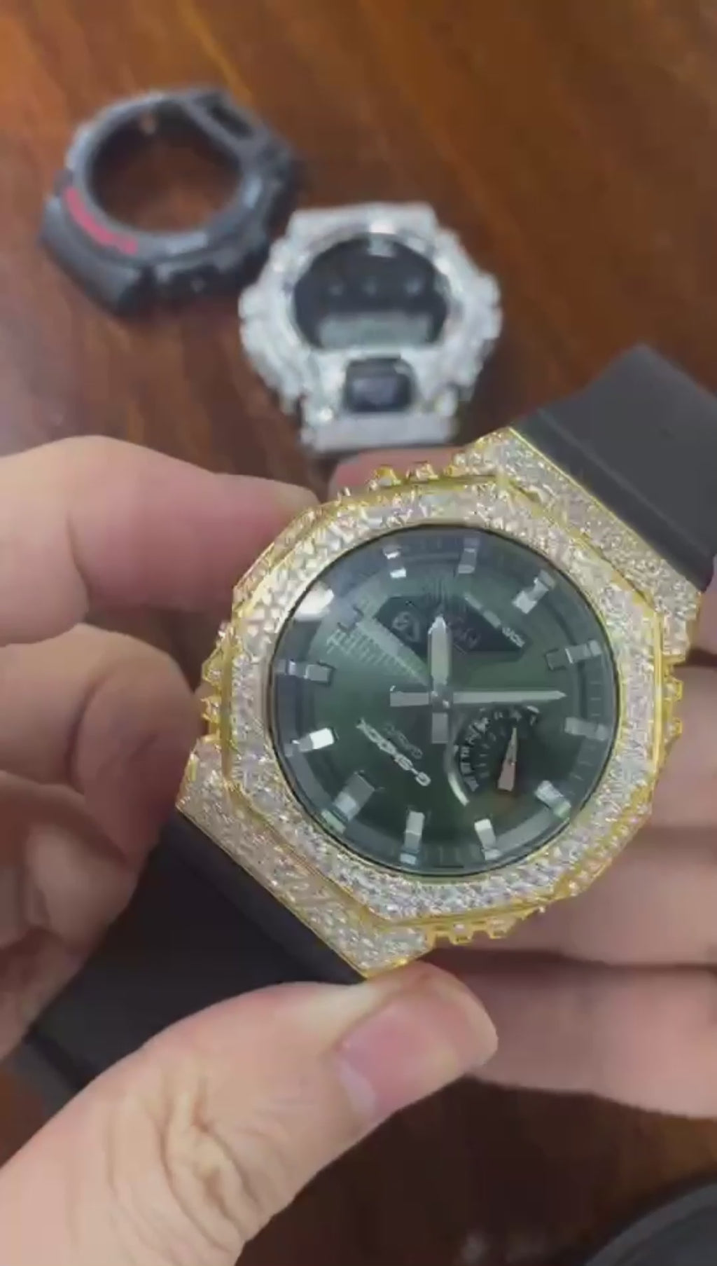 Modified watch Inlaid with earth grown diamonds watch case and band for  Casio wristwatch GBM 2100 Series